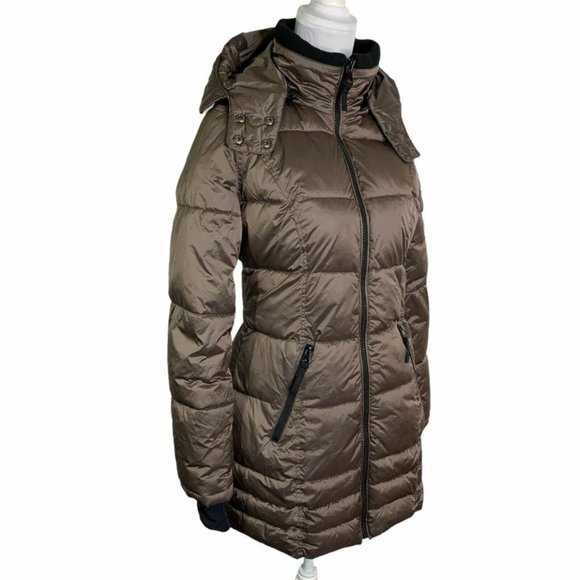 New HALITECH Down Filled Quilted Taupe Hooded Jacket XXL - Picture 5 of 15